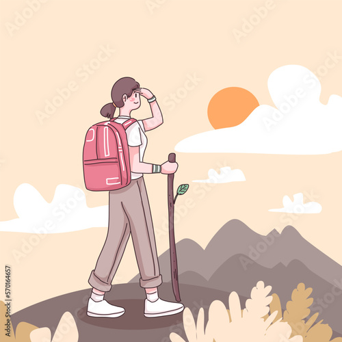 Teenager traveler cartoon character vector