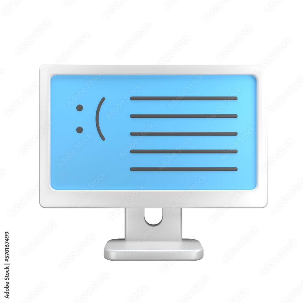 Blue screen error 3D illustration Blue screen error 3D illustration
