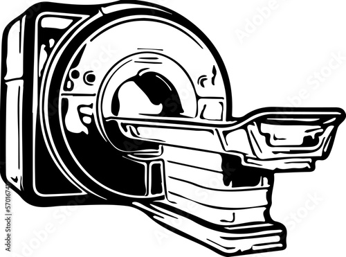 MRI diagnostic silhouette, CT scan machine vector, Ultrasound machine illustration, Medical object illustration