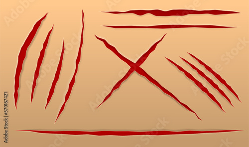 claw scratches damage mark effect isolated - 3D illustration