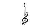 Bass guitar like G-clef shape Staff treble clef notes musician concept vector isolated on transparent background. Illustration of guitar music sound, jazz, classical music.