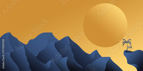 mountain background, luxury gold wallpaper design for covers, invitation backgrounds, packaging design, wall art and print. Vector illustration