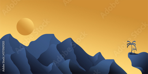 mountain background, luxury gold wallpaper design for covers, invitation backgrounds, packaging design, wall art and print. Vector illustration