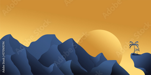 mountain background, luxury gold wallpaper design for covers, invitation backgrounds, packaging design, wall art and print. Vector illustration