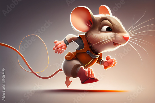 Running Mouse Artwork, The Miniature Mouse on a run, Concept Art, Generative AI