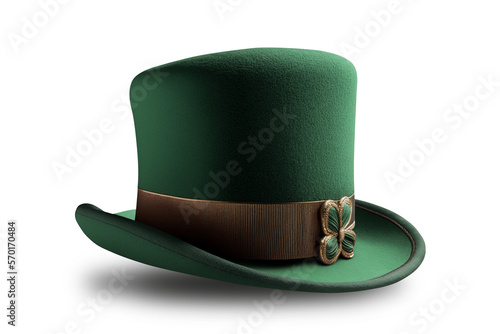 St Patrick's day hat, generative Ai. PNG file with transparency. 

