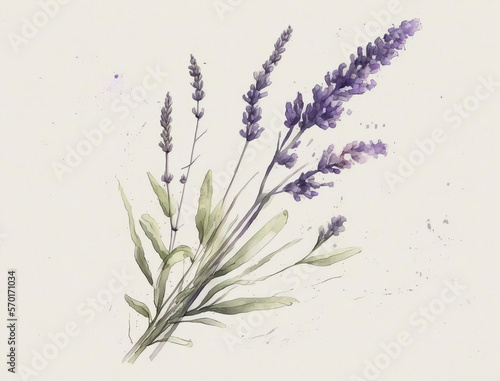 Lavender Watercolor Painting Botanical Art