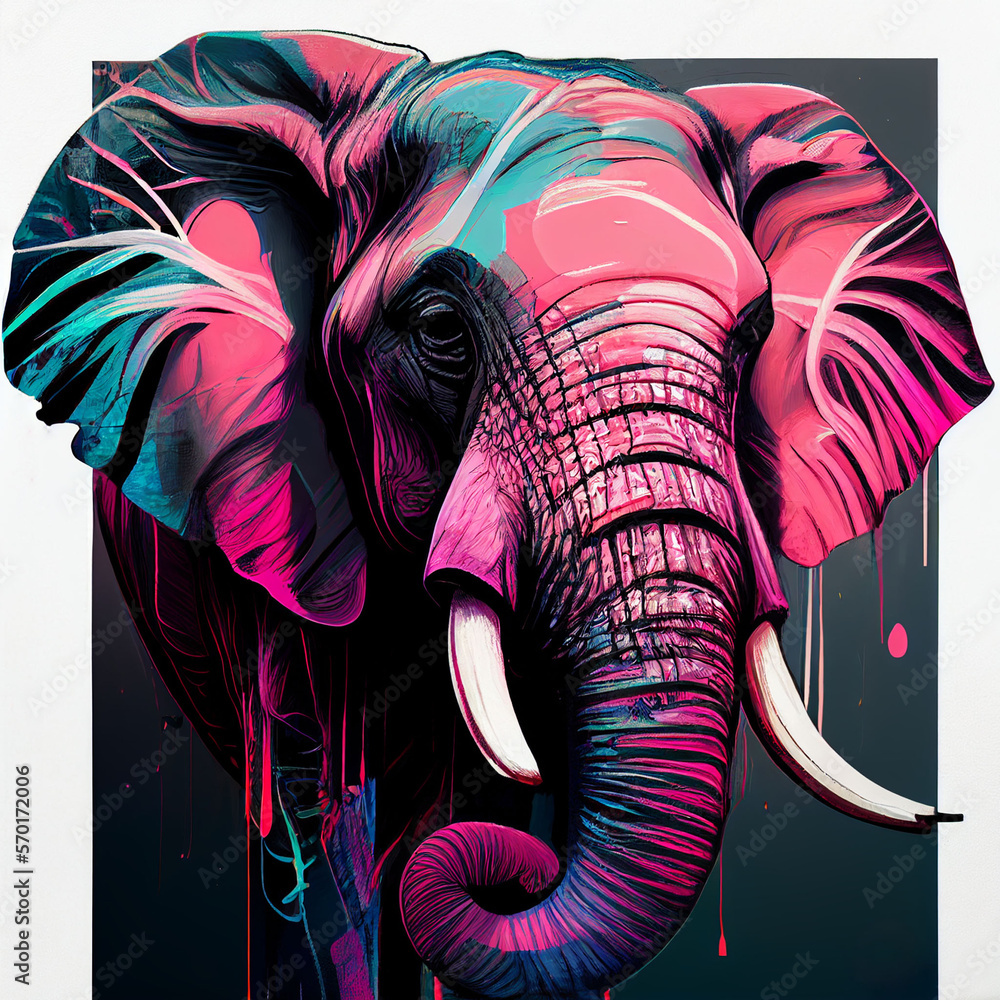 Obraz premium elephant head , animal, illustration isolated on white background, generative ai.