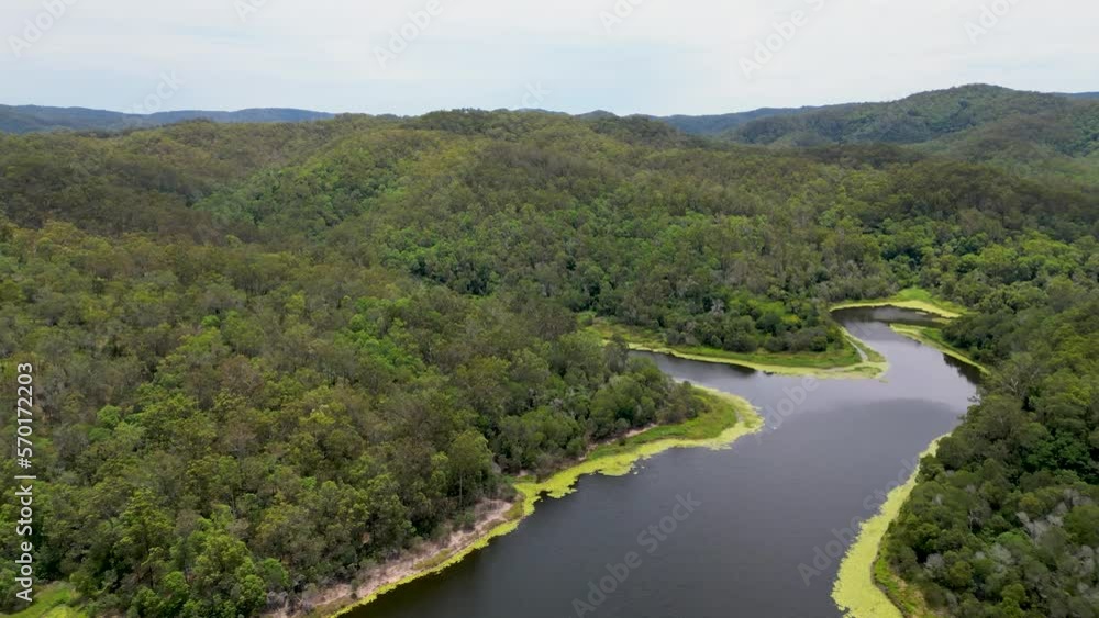 Brisbane, Gold Creek Reservoir High Drone Fly Over Brisbane, Gold Creek Reservoir High Drone Fly Over