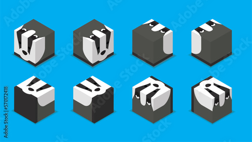 Animal Dice 3D Character Animal Badger Cartoon Vector
