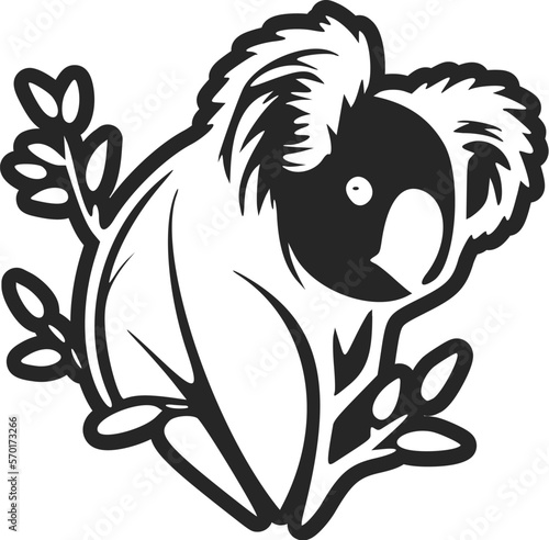 Black and white simple logo with adorable koala photo