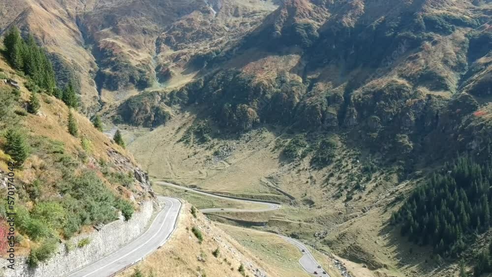 Aerial view over Transfagarasan mountain road, in Transylvania Aerial view over Transfagarasan mountain road, in Transylvania