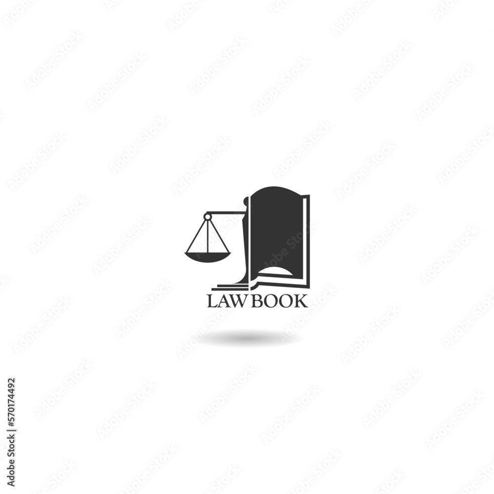Law scale book logo design icon with shadow Law scale book logo design icon with shadow