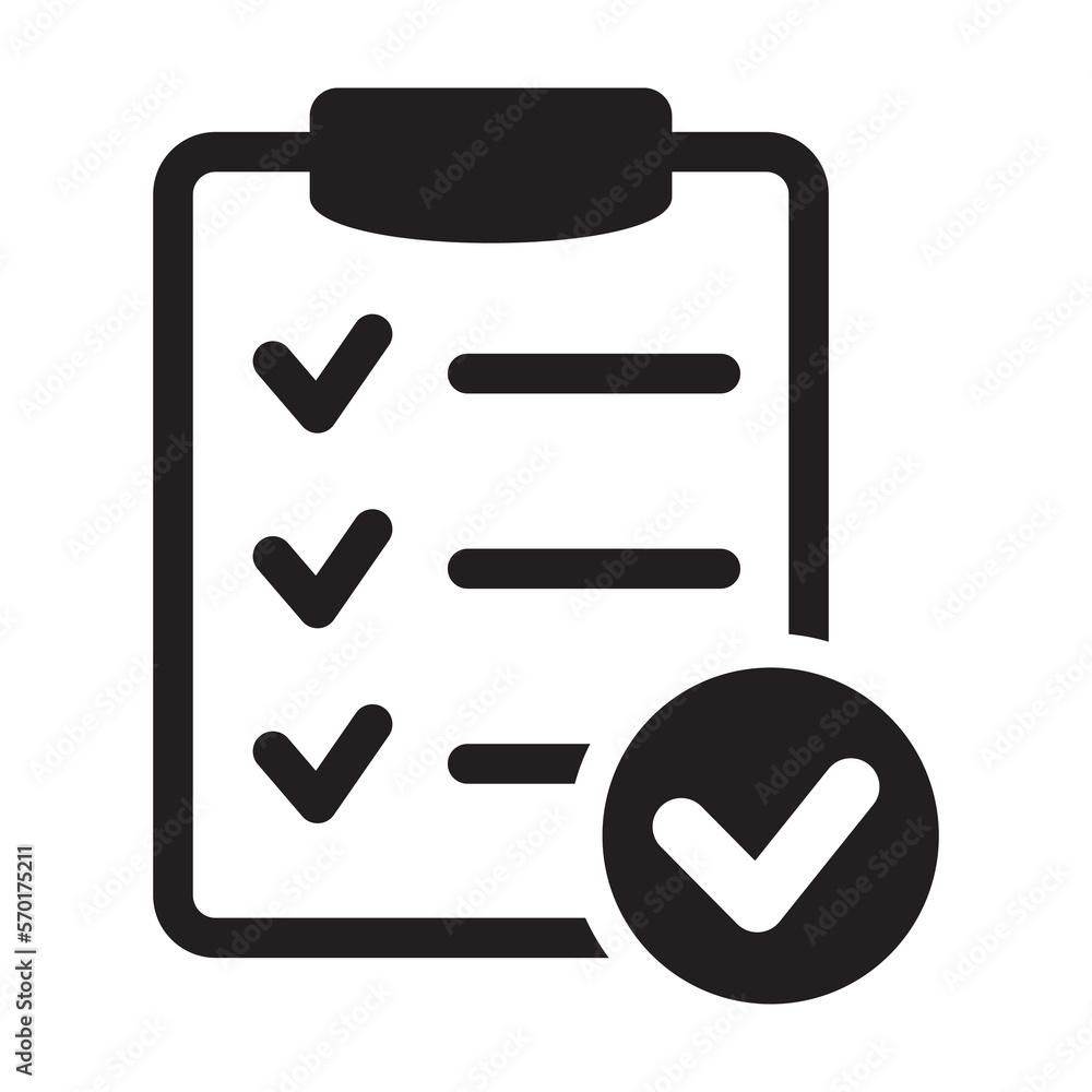 Clipboard with mark icon in flat style isolated on background. Checklist sign symbol for web site and app design. Clipboard with mark icon in flat style isolated on background. Checklist sign symbol for web site and app design.