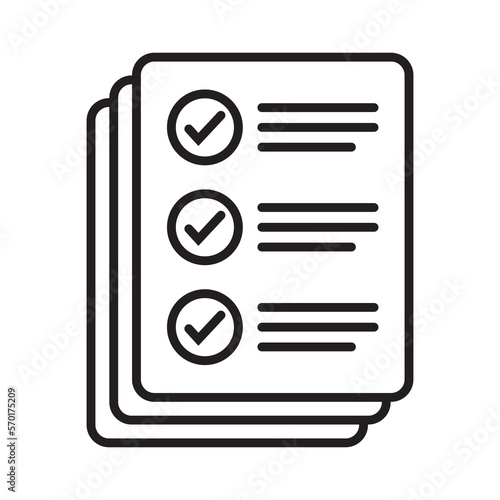 Checklist vector icon in line art style. Document icon, questionnaire icon, illustration isolated on white background for graphic and web design. © Maksim
