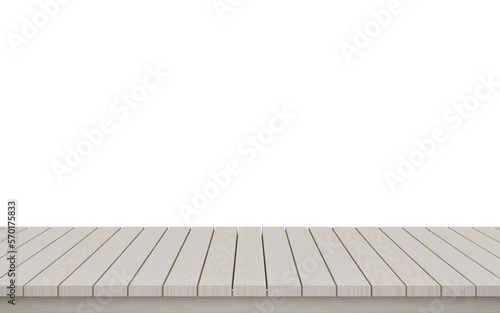 Empty wood board plank on transparent background for show product  3d render illustration.