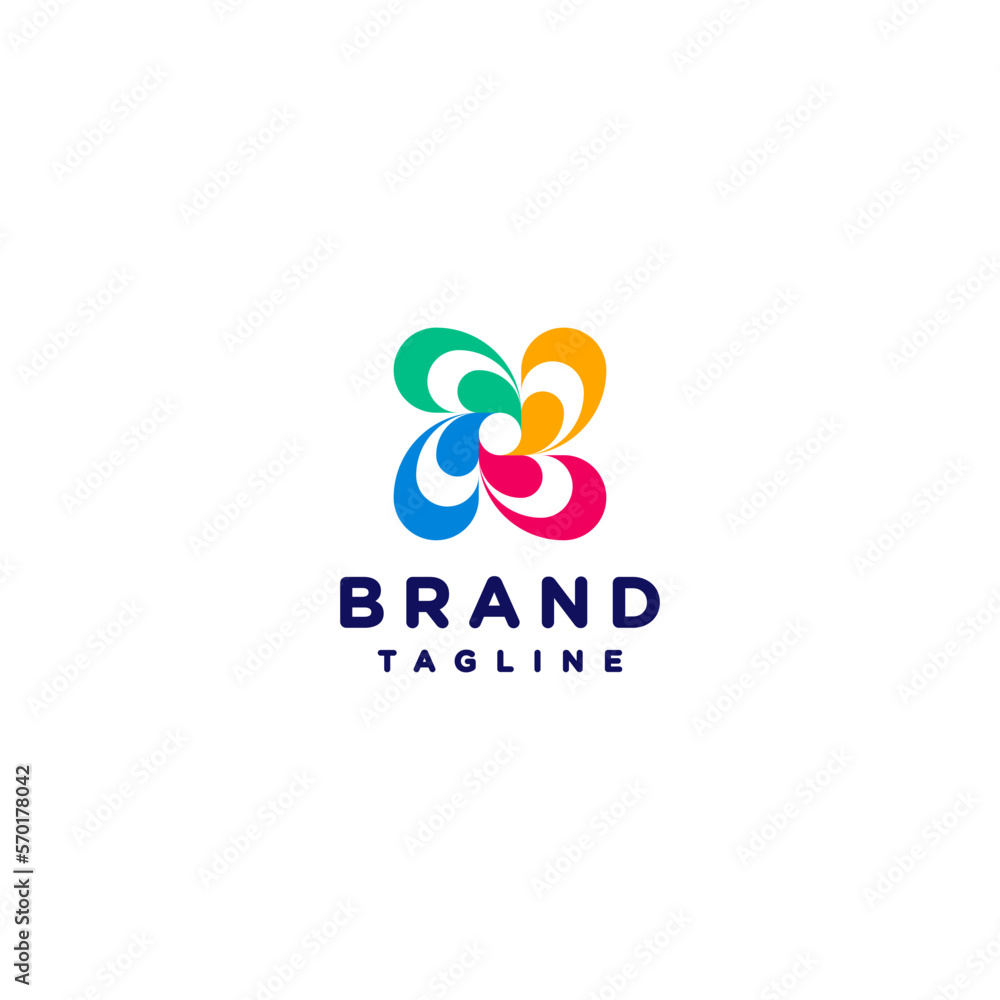 Modern and Colorful Propeller Logo Icon rotating to form a blooming flower. Simple Rotating Propeller Shaped Flower Symbol Design. Modern and Colorful Propeller Logo Icon rotating to form a blooming flower. Simple Rotating Propeller Shaped Flower Symbol Design.