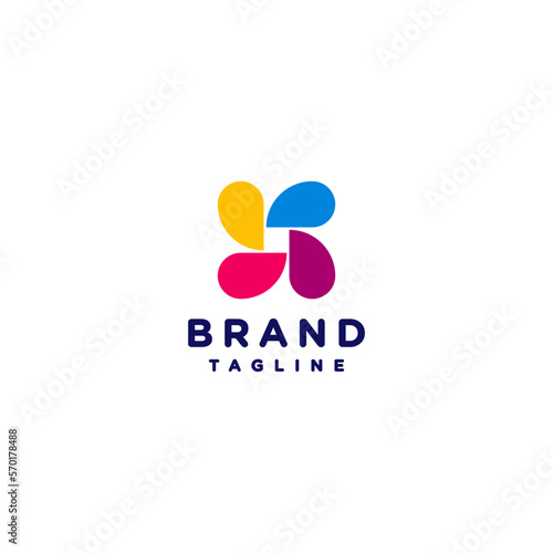 Simple Colorful Propeller Logo Design. Four Harmoniously Rotating Semicircle Geometry Symbols Design.