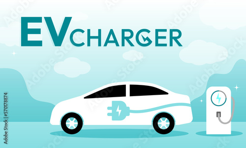 EV Charger  Electric car charging  Electronic vehicle Vector