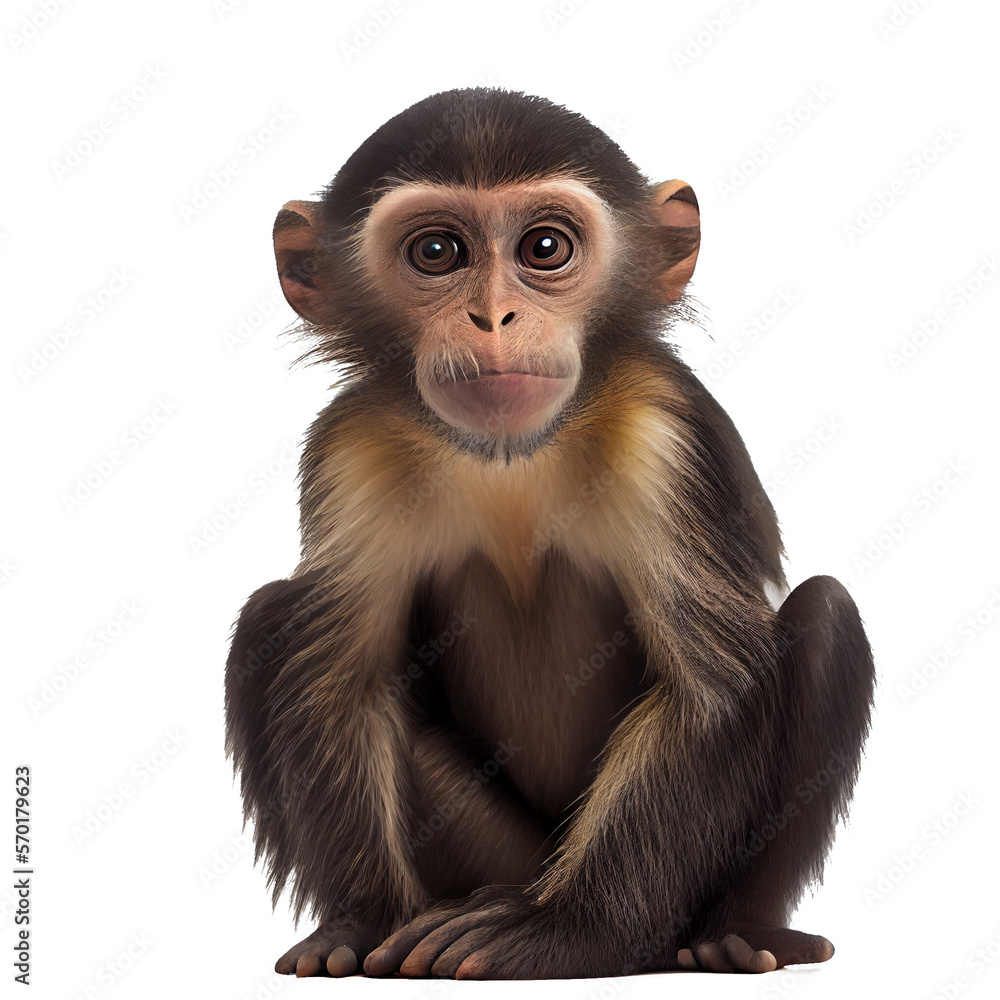 Cute monkey on a transparent background. generative AI Stock
