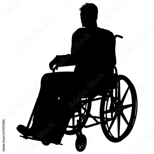 silhouette of a man in a wheelchair.