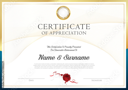 Certificate or Diploma of completion design template white background vector illustration  