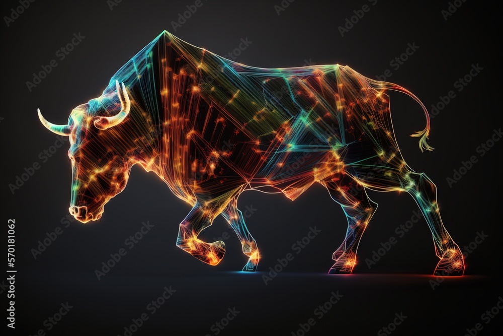 Abstract image of bullish of stock market. Graph as background. Generative AI