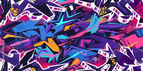Trendy Seamless Abstract Urban Street Art Graffiti Style Vector Illustration Background Template