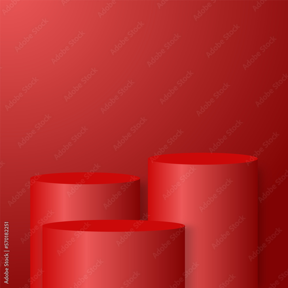 blank round pedestal. red circular podium with steps for outstanding luxury product showcase display advertisement on color background with minimal style in studio room blank round pedestal. red circular podium with steps for outstanding luxury product showcase display advertisement on color background with minimal style in studio room