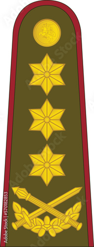 Shoulder pad military officer mark for the GENEROLAS LEITENANTAS (LIEUTENANT GENERAL) insignia rank in the Lithuanian Land Force