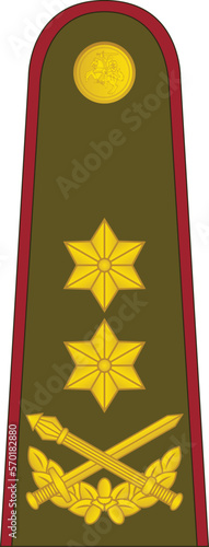 Shoulder pad military officer mark for the GENEROLAS MAJORAS (MAJOR GENERAL) insignia rank in the  Lithuanian Land Force