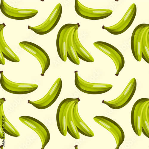 Cartoon seamless pattern with juicy bananas on white background. Tropical trendy fruits. Vector contrast pattern for fabrics, wallpapers and your creativity.