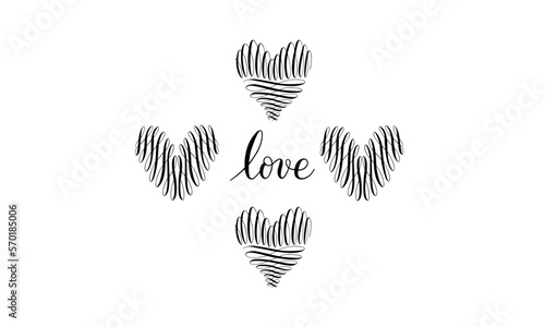 Love with calligraphy hearts