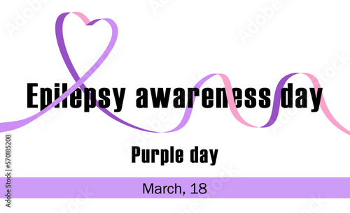 Epilepsy Awareness Day or Purple Day vector. Purple epilepsy awareness ribbon icon vector isolated on a white background. March 26. Important day