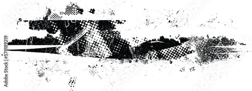 Glitch distorted grungy banner . Noise destroyed background . Trendy defect overlay texture . Glitched collage .Grunge textured . Distressed effect .Vector shape.  halftone dots . Screen print texture