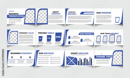 Clean and creative business plan presentation slides design template.