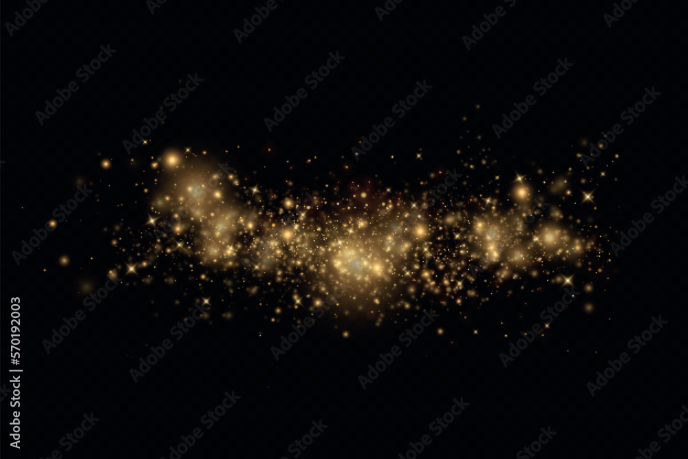 Golden glitter.Light effect.Glittering particles background. Gold dust on a transparent background. Golden glitter.Light effect.Glittering particles background. Gold dust on a transparent background.