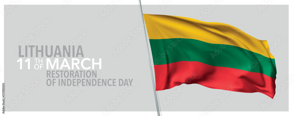 Lithuania happy restoration of independence day greeting card, banner with template text vector illustration. Lithuania happy restoration of independence day greeting card, banner with template text vector illustration.