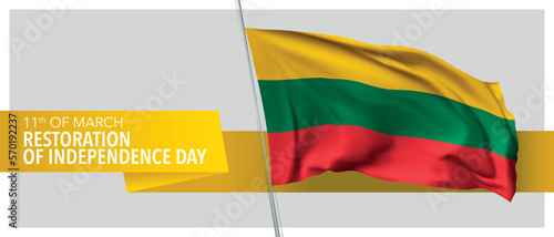 Lithuania restoration of independence day vector banner, greeting card