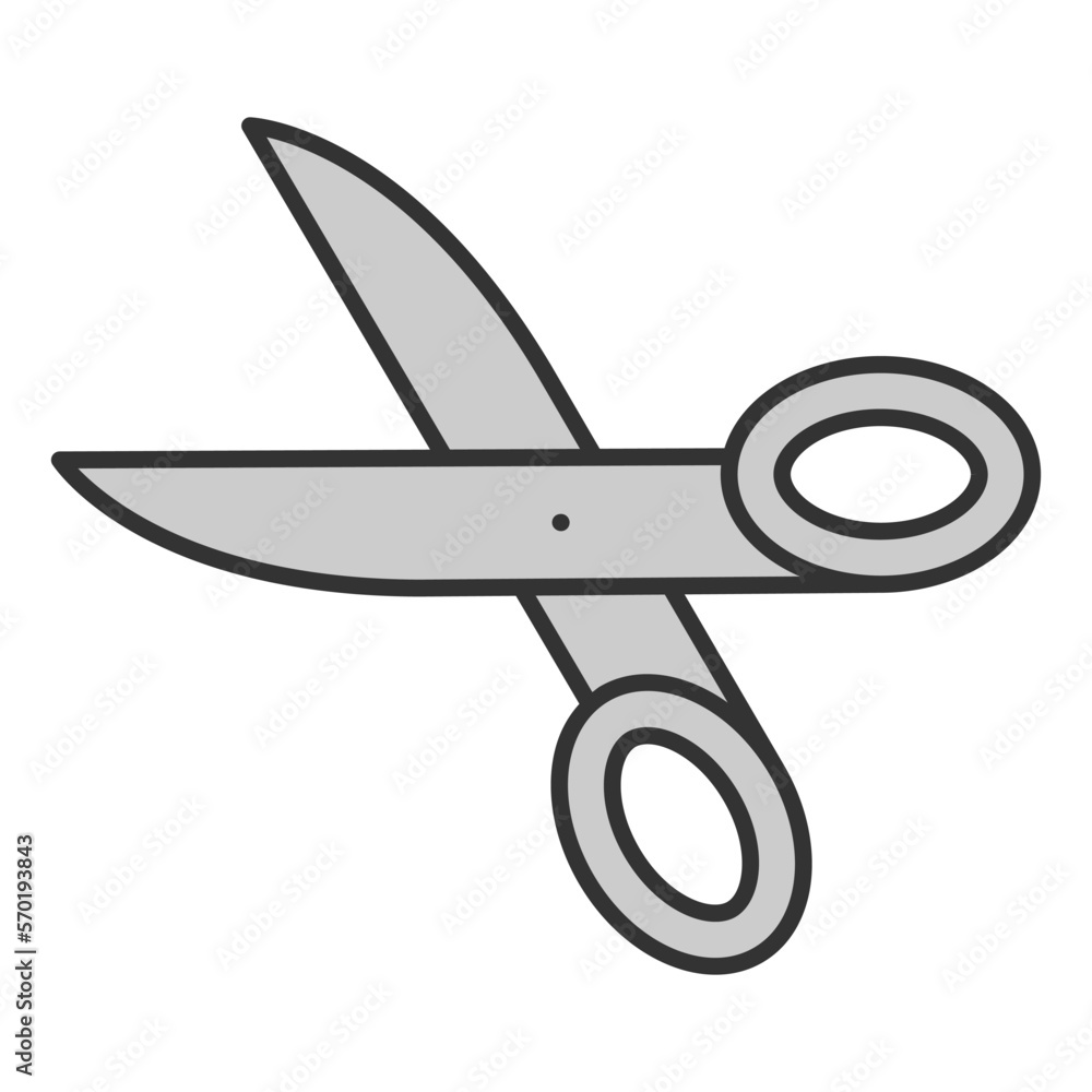 Scissors for cutting paper and fabric - icon, illustration on white background, grey style