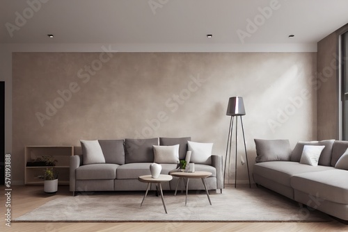 Wallpaper Mural Elegant and comfortable designed living room with big corner sofa. Interior design modern apartment. Generative AI. Torontodigital.ca