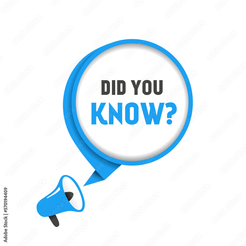 Did You Know label design with megaphone. Speech bubble. Modern style vector illustration.
Did You Know label design with megaphone. Speech bubble. Modern style vector illustration.