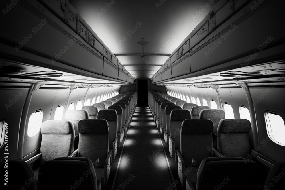 image, interior of an empty plane,generative ai image, interior of an empty plane,generative ai