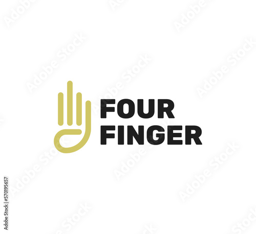 four finger hand gesture logo for your business
