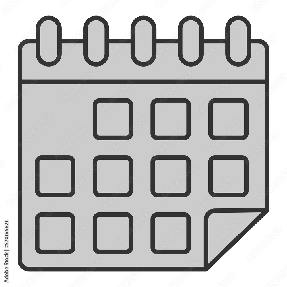 Wall flip calendar - icon, illustration on white background, grey style Wall flip calendar - icon, illustration on white background, grey style