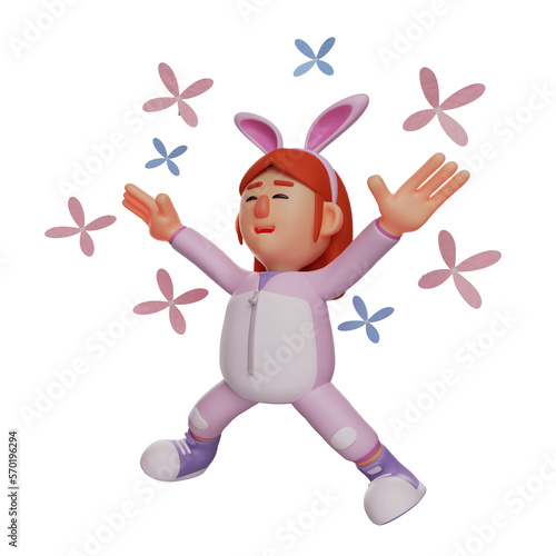  3D illustration. 3D Cute Girl Cartoon Character talking on the phone. standing next to the table. shows a happy laugh. 3D Cartoon Character