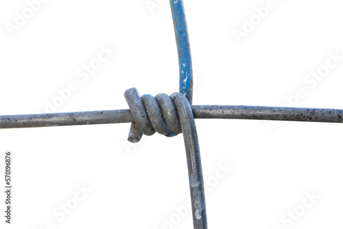 Steel wire fence from grid with polymer coating. Withstand tensile strength able to receive impact. Tensile Mesh knotted wire mesh rust-resistant barbed, thick zinc plated. isolated on cutout PNG.