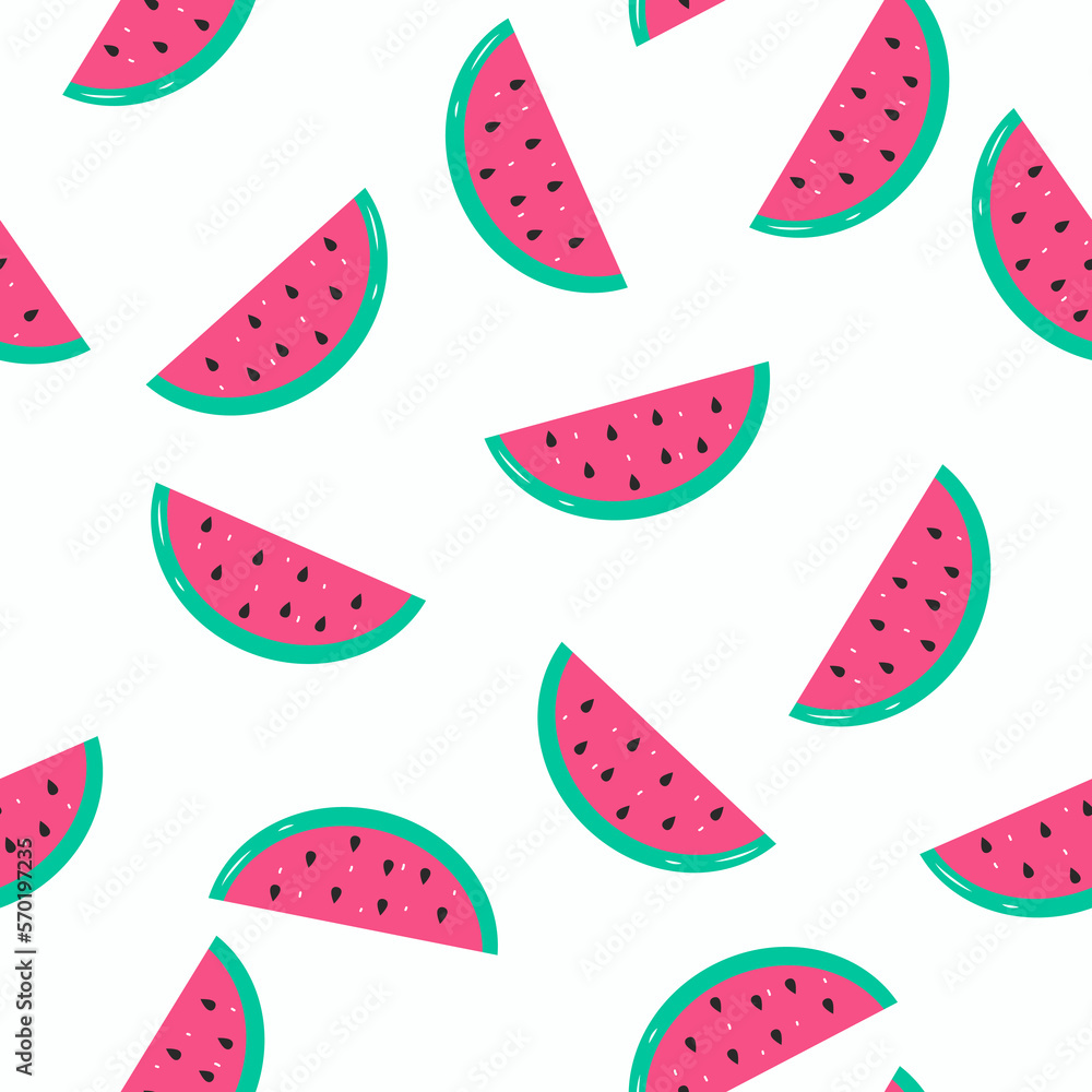 Seamless summer pattern with watermelons on a blue background. Vector ...