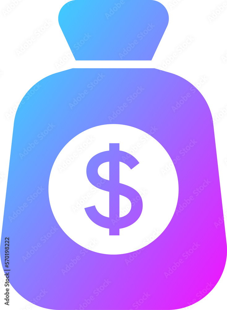 Money bag icon in gradient colors. American currency signs illustration. Money bag icon in gradient colors. American currency signs illustration.