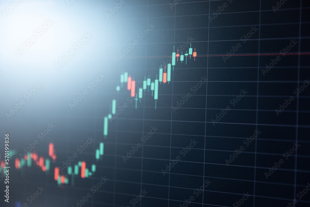 Stockmarket online trading chart candlestick on crypto currency platform. Stock exchange financial market price candles graph data pattern analysis concept. Computer screen closeup background Stockmarket online trading chart candlestick on crypto currency platform. Stock exchange financial market price candles graph data pattern analysis concept. Computer screen closeup background